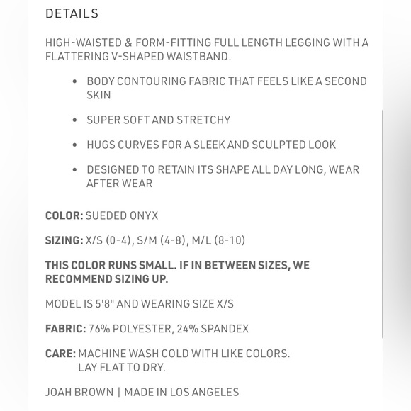 SOLD!!! Ⓜ️NWT Joah Brown Second Skin Legging - Picture 4 of 4